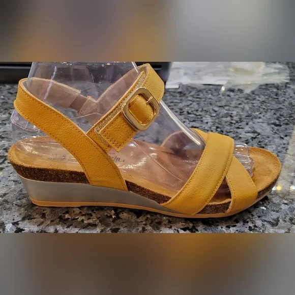 Naot, the Throne Wedge Sandals, Yellow (Marigold) Women's Size 7 (38) - Picture 6 of 11